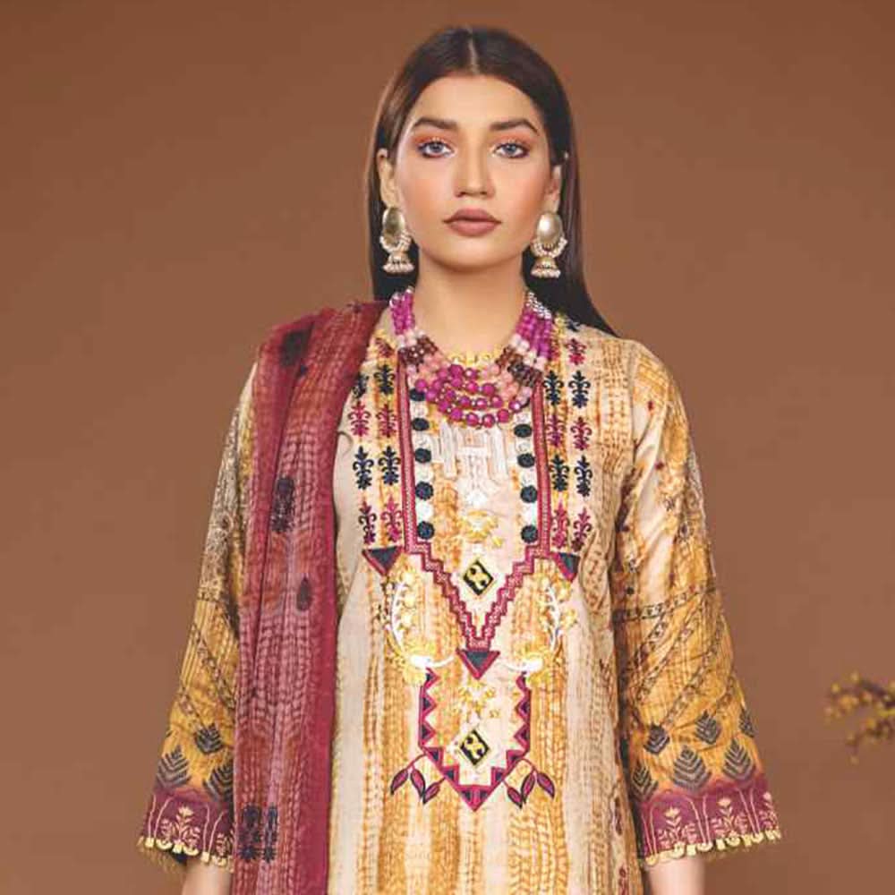Amani Viscose Embroidered Unstitched 3Pcs Suit - 6969
