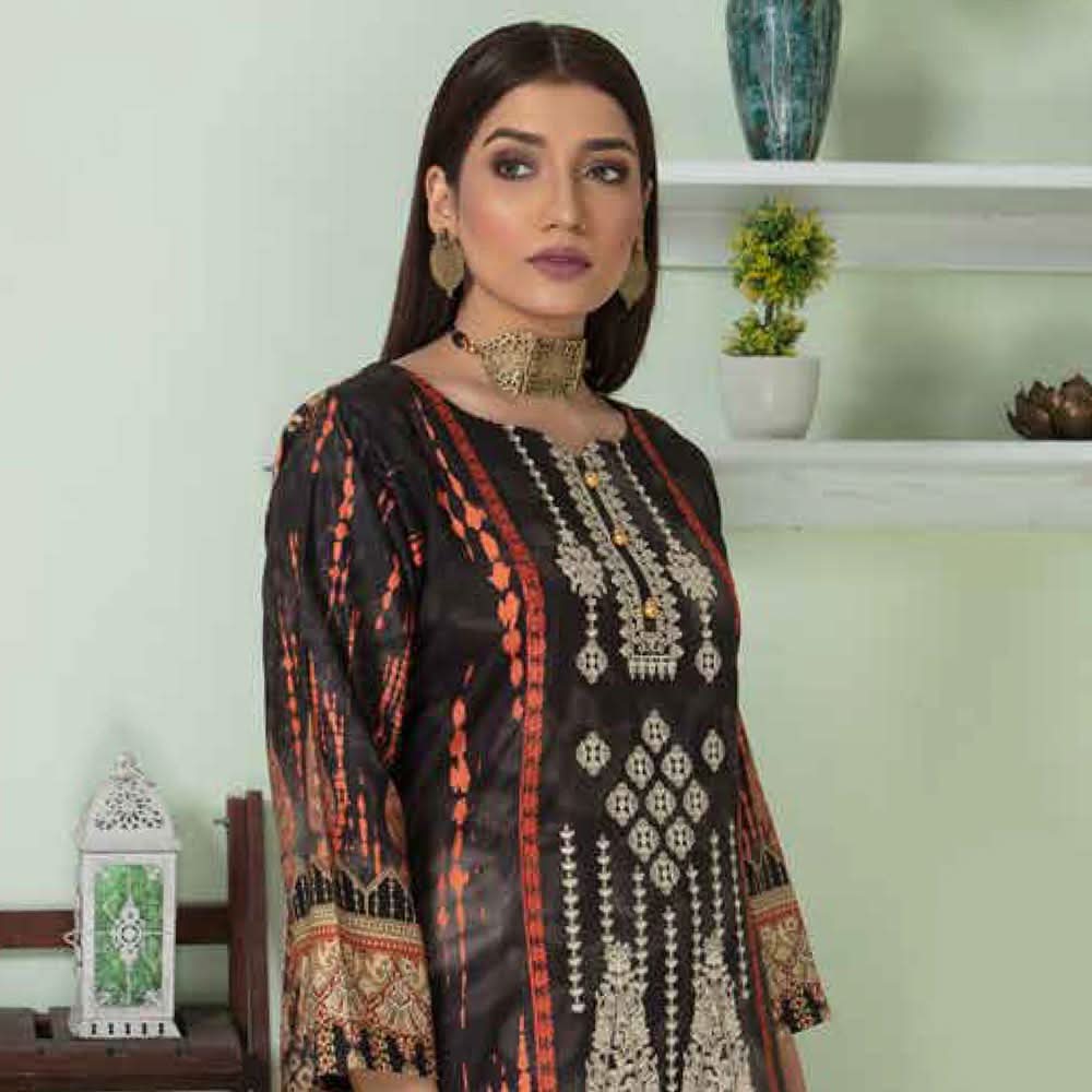 Marwa Linen Embroidered Unstitched 3Pcs Suit - 5670
