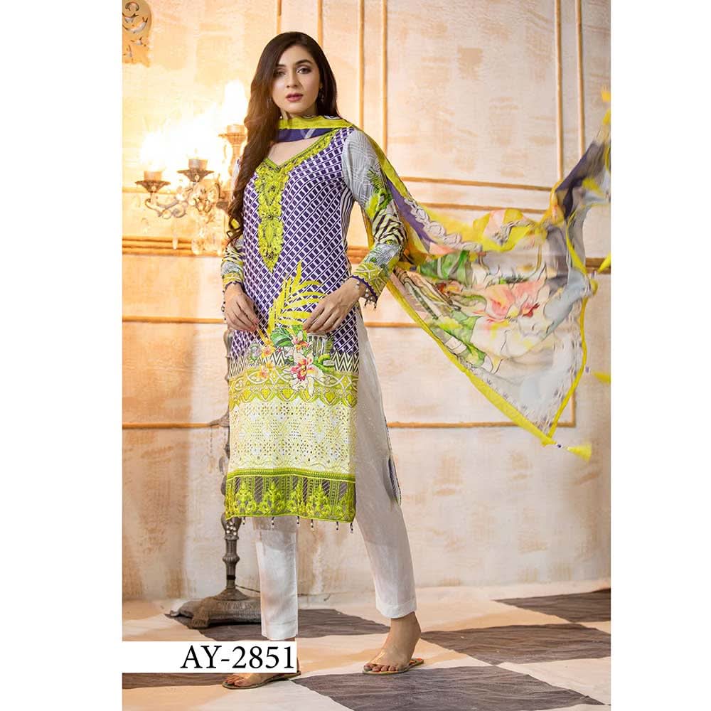 Floriani Viscose ChickenKari Embroidered Unstitched 3Pcs Suit - AY-2851