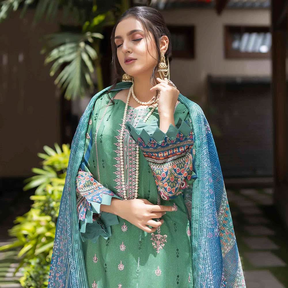 Misha Viscose Embroidered Unstitched 3Pcs Suit - D-3