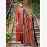 Schick Rung Embroidered Chambray Unstitched 3Pcs Suit - 09