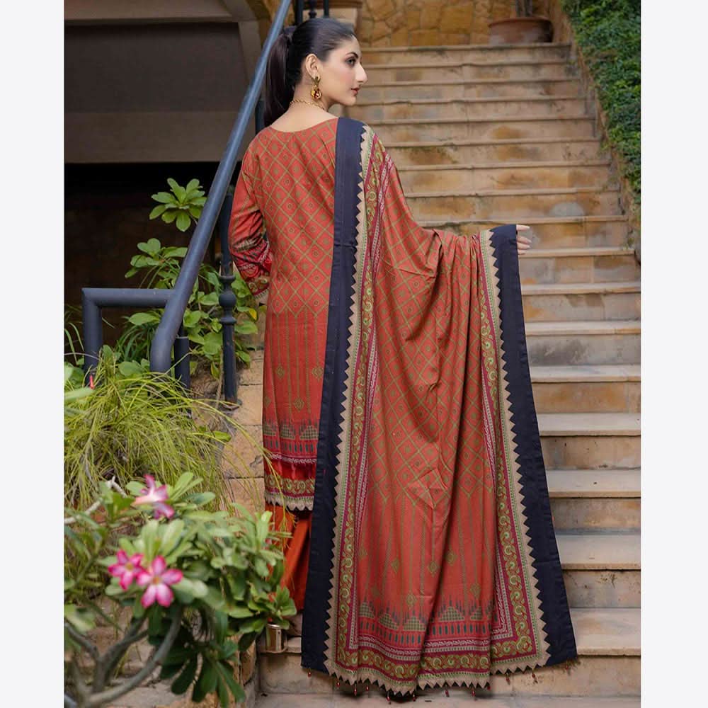 Schick Rung Embroidered Chambray Unstitched 3Pcs Suit - 09