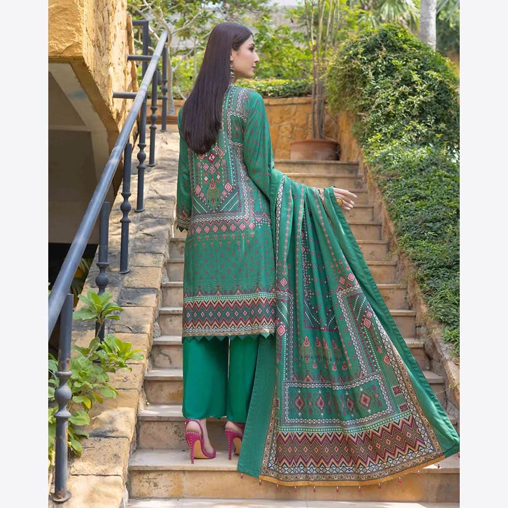 Schick Rung Embroidered Chambray Unstitched 3Pcs Suit - 03