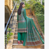 Schick Rung Embroidered Chambray Unstitched 3Pcs Suit - 03