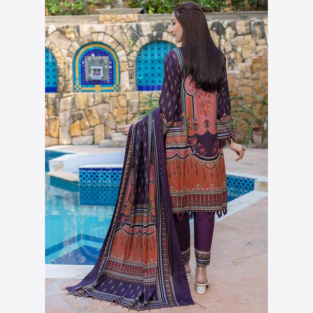 Schick Rung Embroidered Chambray Unstitched 3Pcs Suit - 10