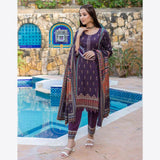 Schick Rung Embroidered Chambray Unstitched 3Pcs Suit - 10