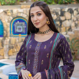 Schick Rung Embroidered Chambray Unstitched 3Pcs Suit - 10