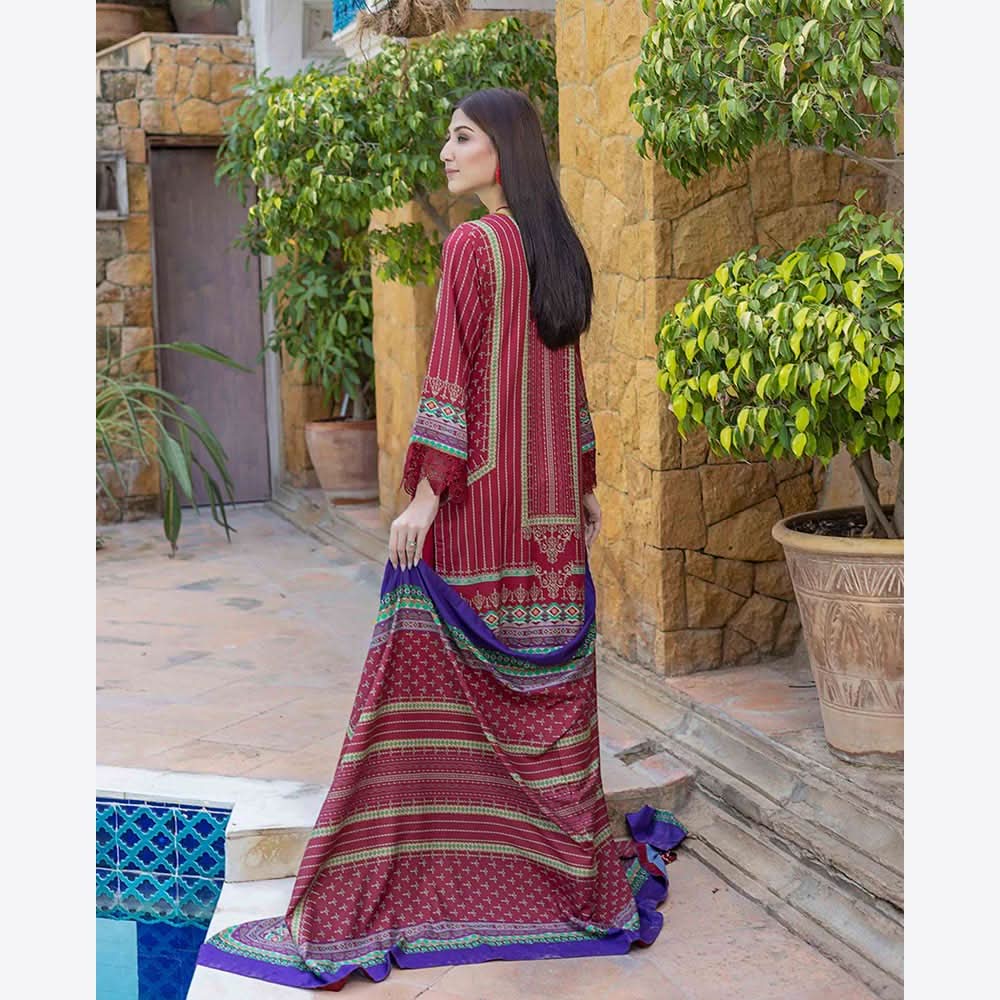 Schick Rung Embroidered Chambray Unstitched 3Pcs Suit - 01