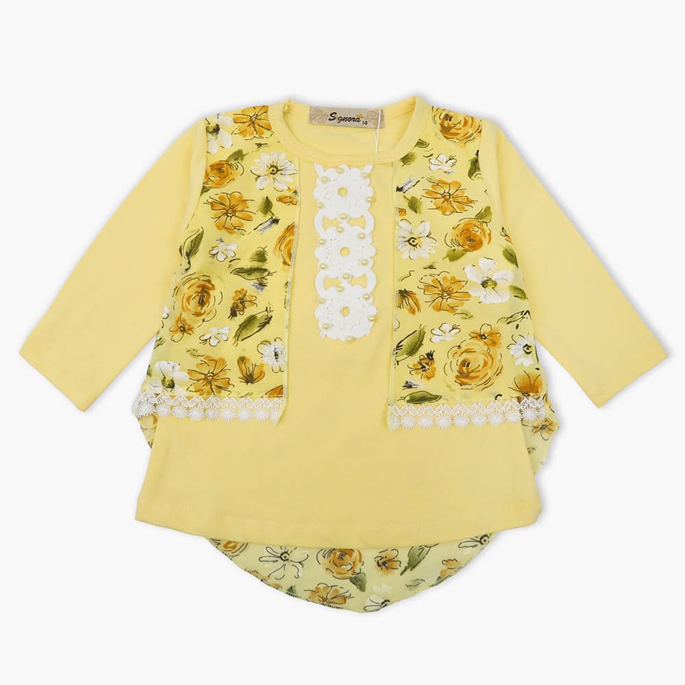 Girls Full Sleeves T-Shirt -  Yellow