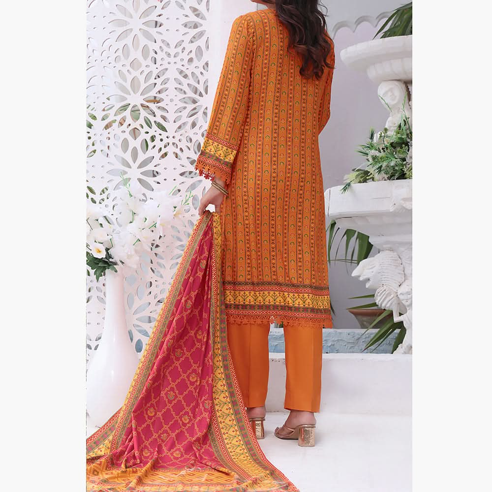 Jhalak Linen Printed Unstitched 3Pcs Suit - 2