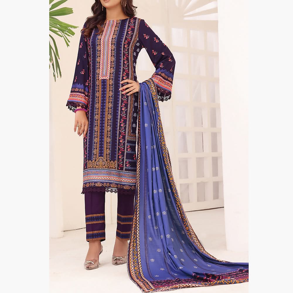 Jhalak Linen Printed Unstitched 3Pcs Suit - 10