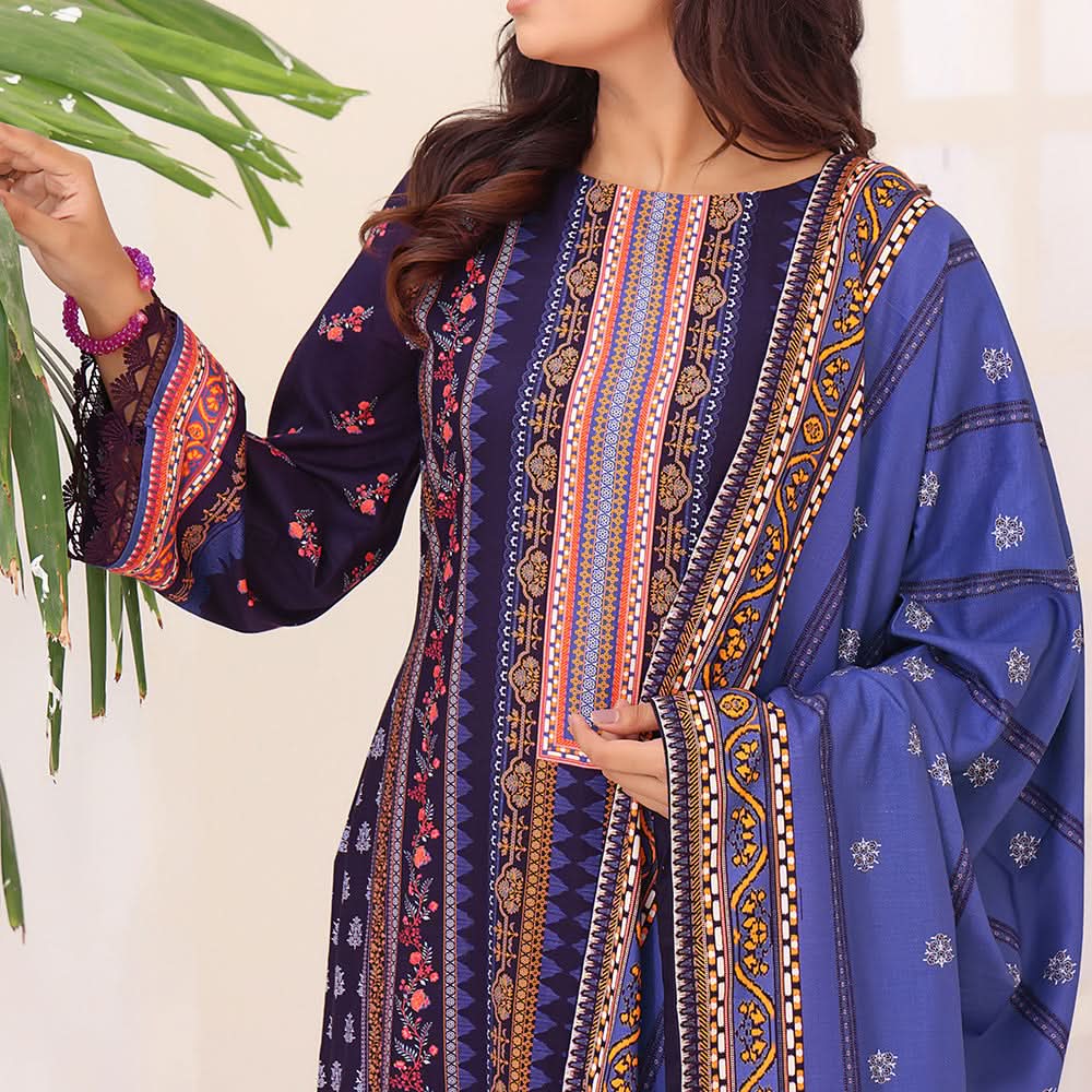 Jhalak Linen Printed Unstitched 3Pcs Suit - 10