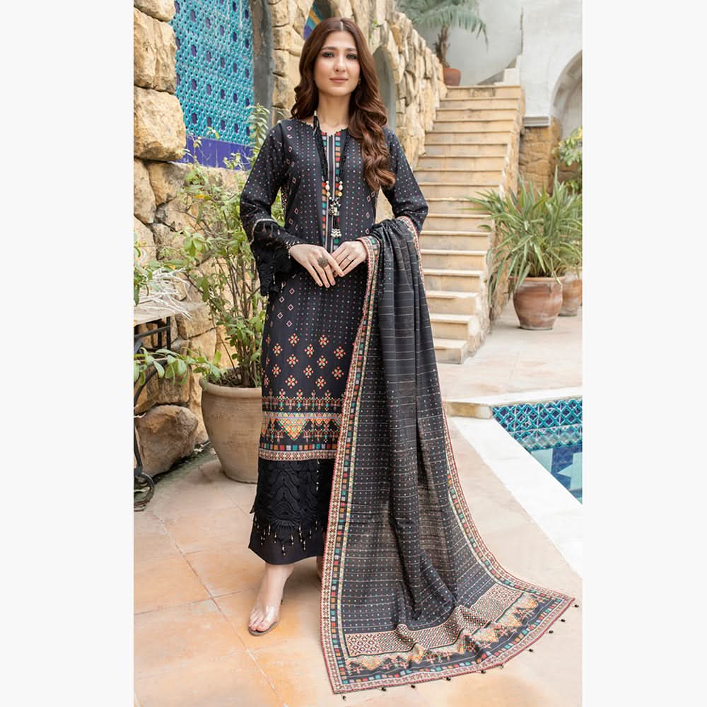 Schick Uraan Khaddar Printed Unstitched 3Pcs Suit - 3