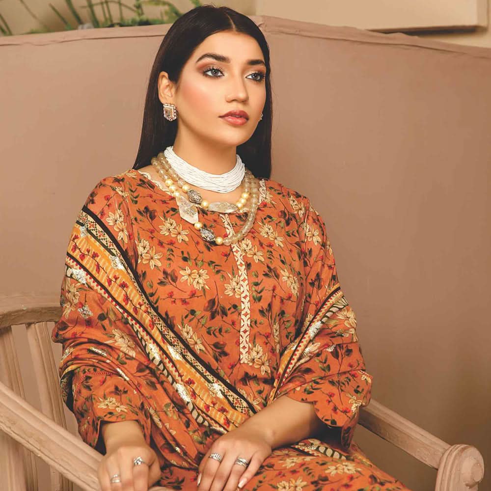 Nizha Linen Printed Luxury Zari Jacquard Unstitched 3Pcs Suit