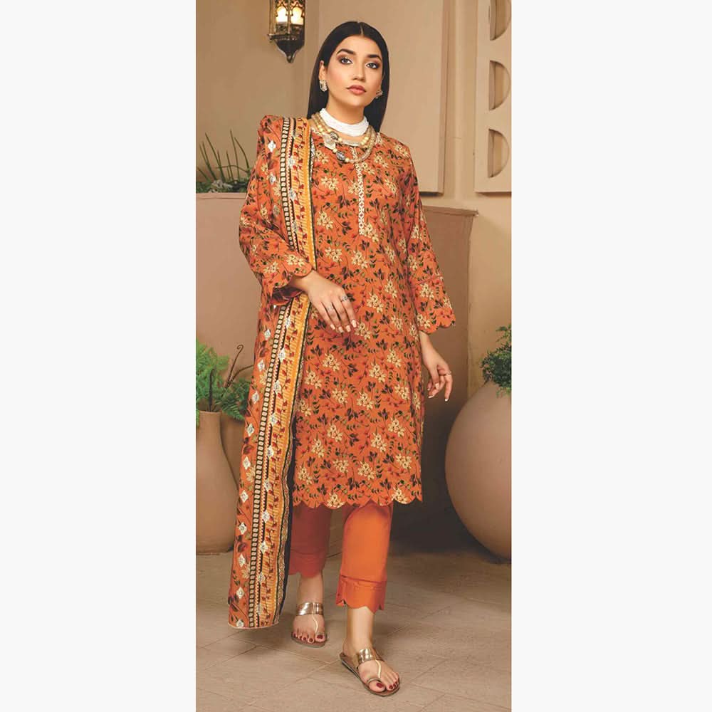 Nizha Linen Printed Luxury Zari Jacquard Unstitched 3Pcs Suit