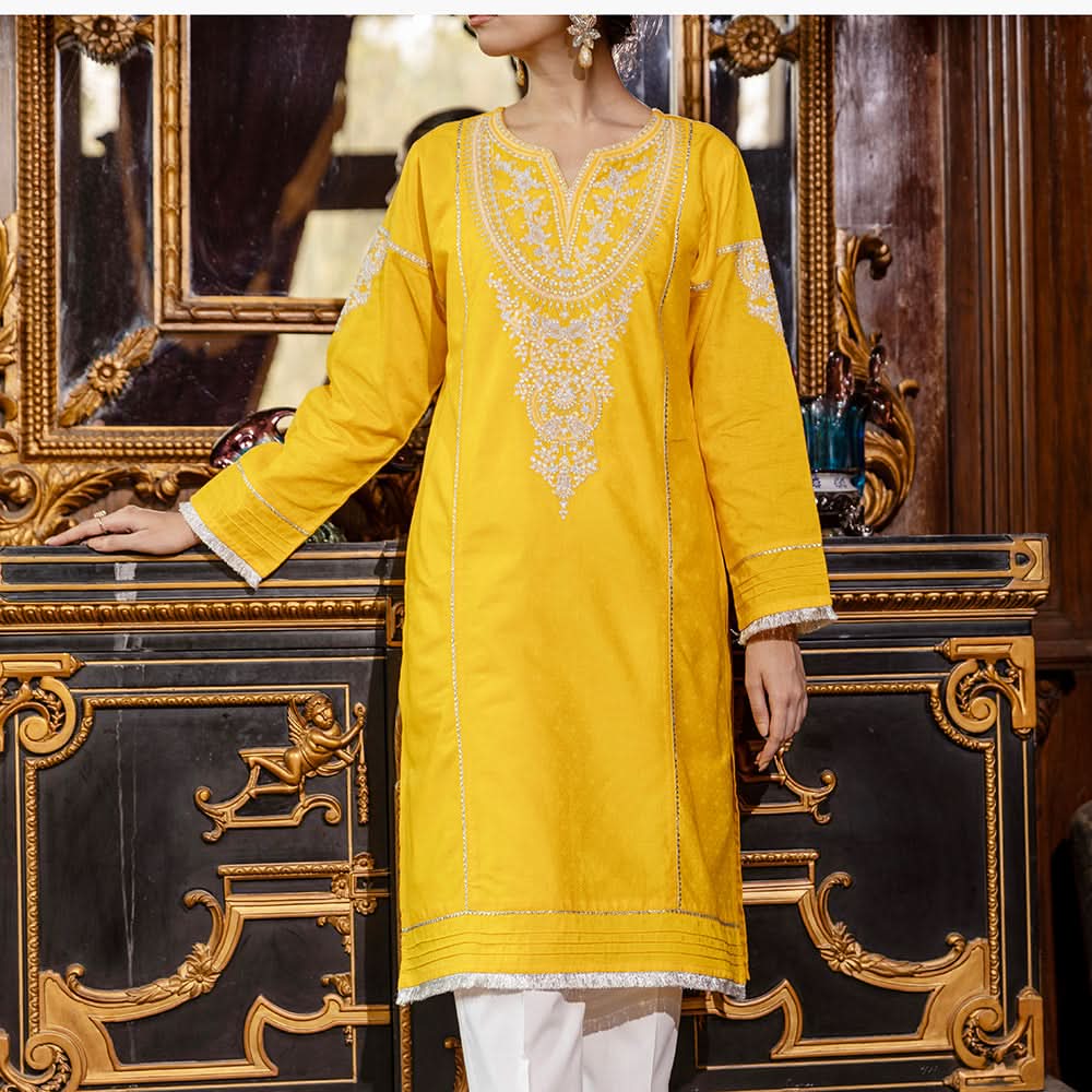 Eminent Embroidered Jacquard Unstitched Kurti - 26