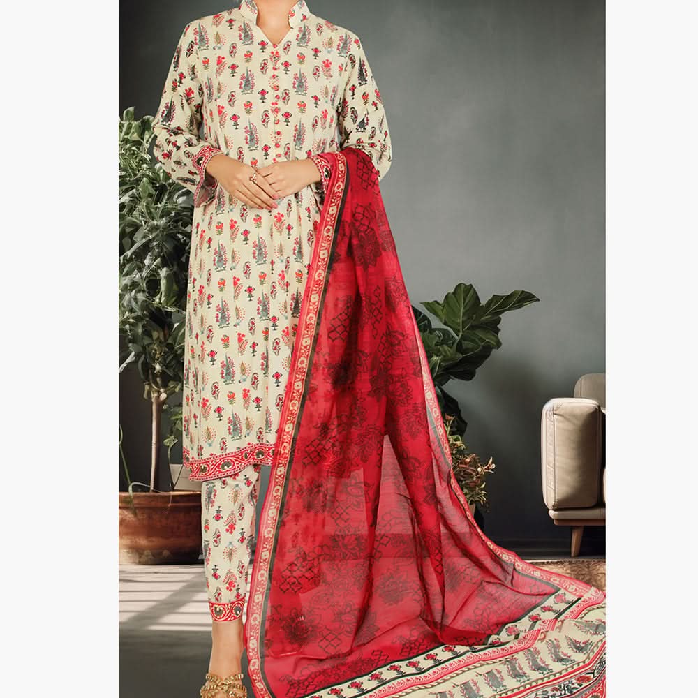 Eminent Linen Dobby Printed Unstitched 3Pcs Suit - 10