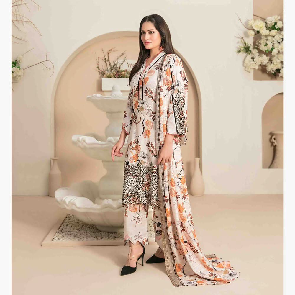 Tawakkal Mayal Viscose Embroidered Unstitched 3Pcs Suit With Shawl