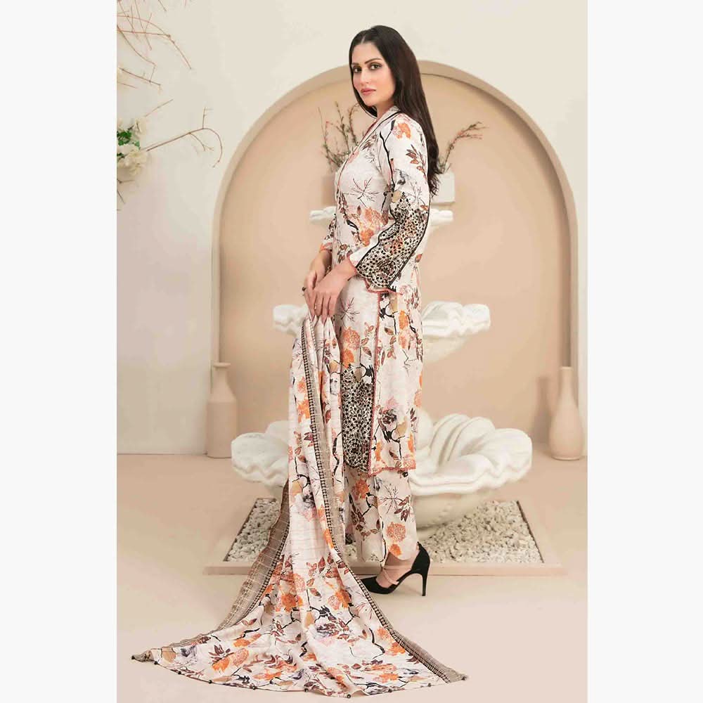 Tawakkal Mayal Viscose Embroidered Unstitched 3Pcs Suit With Shawl
