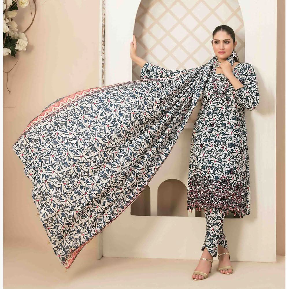 Tawakkal Mayal Viscose Embroidered Unstitched 3Pcs Suit With Shawl