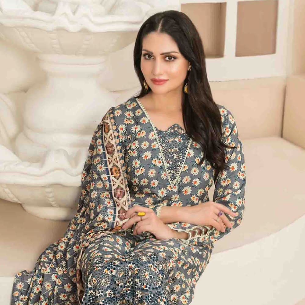Tawakkal Mayal Viscose Embroidered Unstitched 3Pcs Suit With Shawl