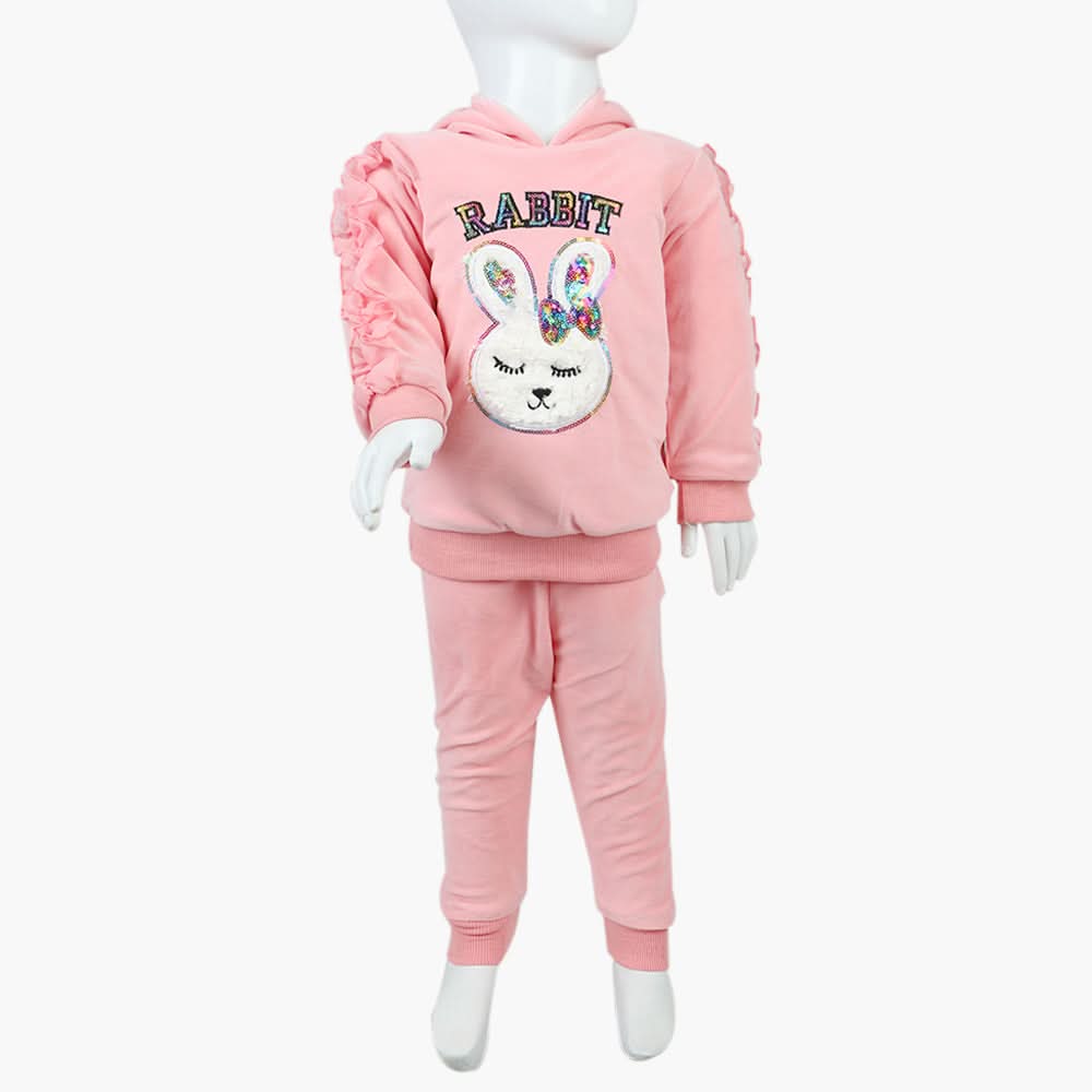 Girls Velour Tracksuit - Pink