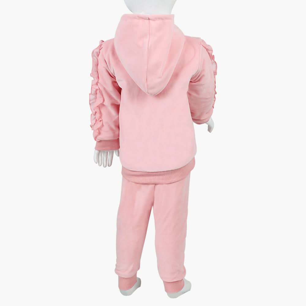 Girls Velour Tracksuit - Pink