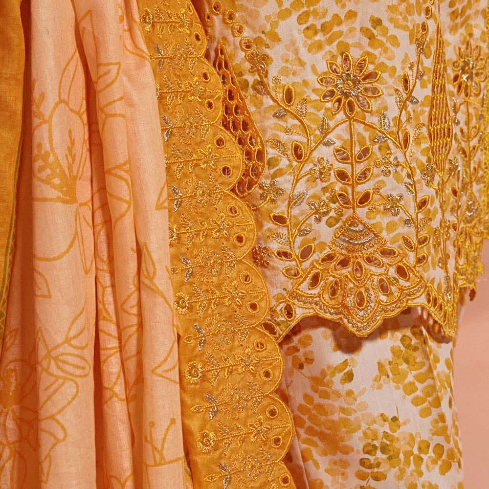 Aiza & Momina Digital Printed Chikankari Embroidered Unstitched 3Pcs Suit - 32