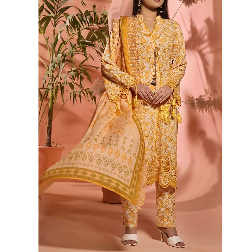 Aiza & Momina Digital Printed Chikankari Embroidered Unstitched 3Pcs Suit - 32