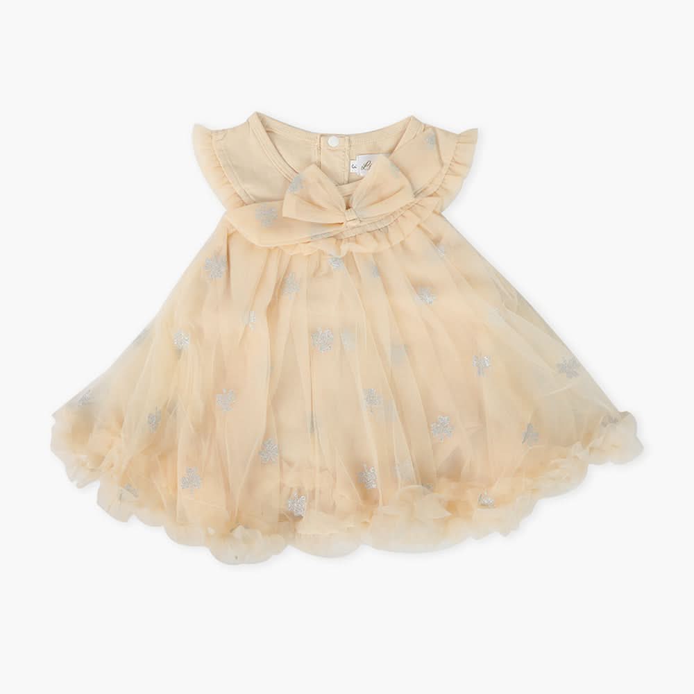 Newborn Girls Frock - Light Brown