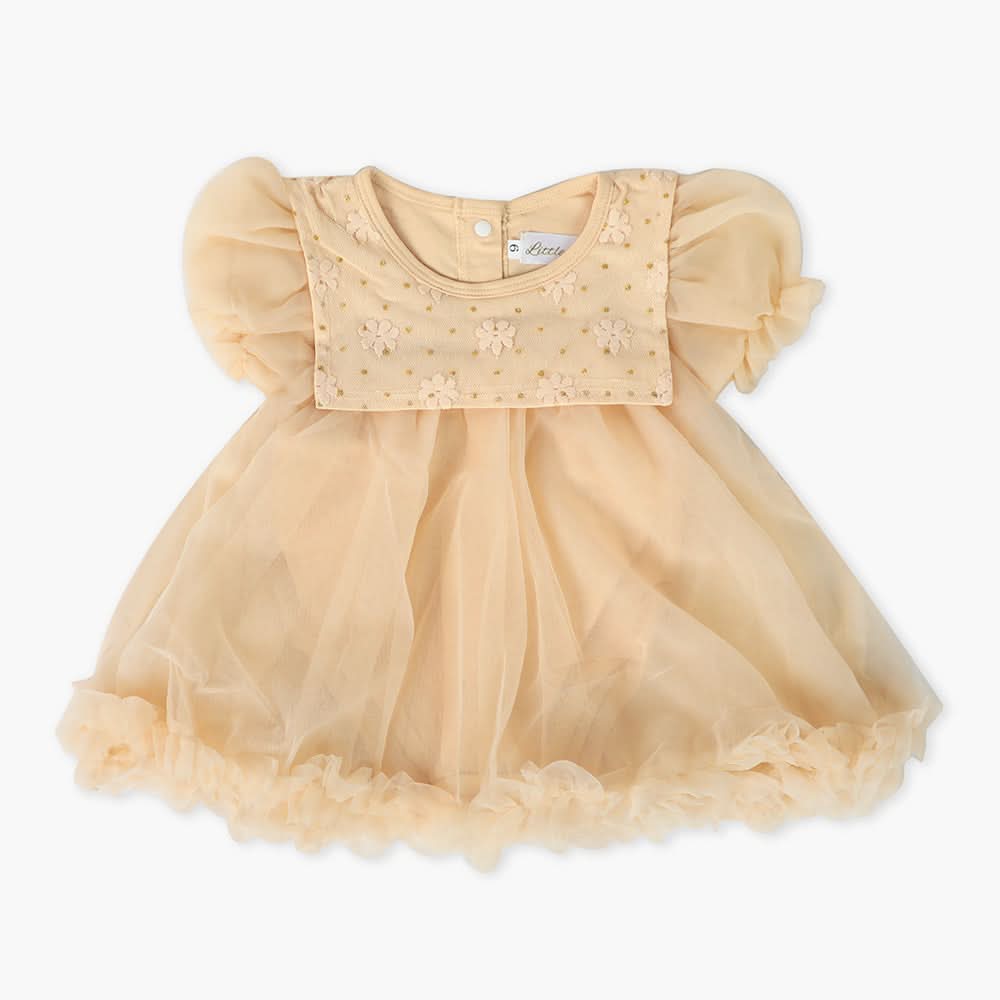 Newborn Girls Frock - Light Brown