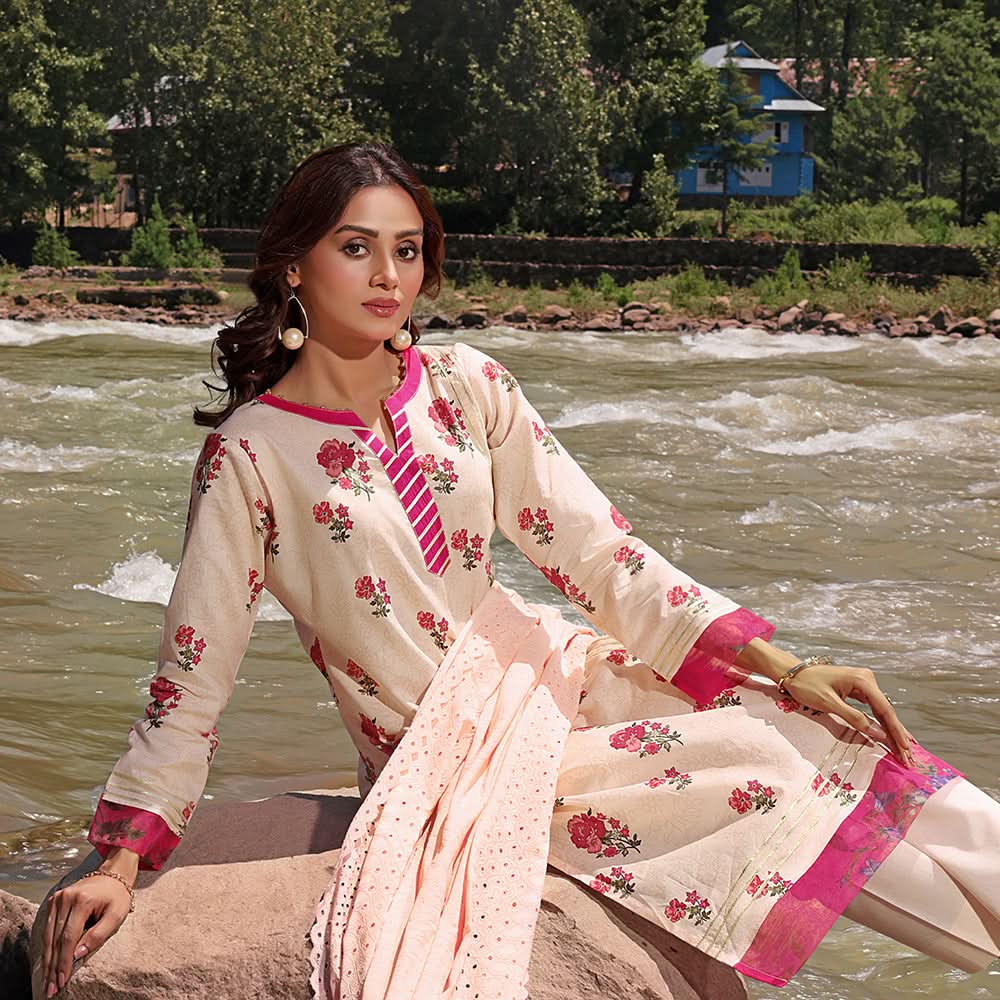 Bin Hameed Zara Lawn Printed Embroidered 3Pcs Suit - CK-01