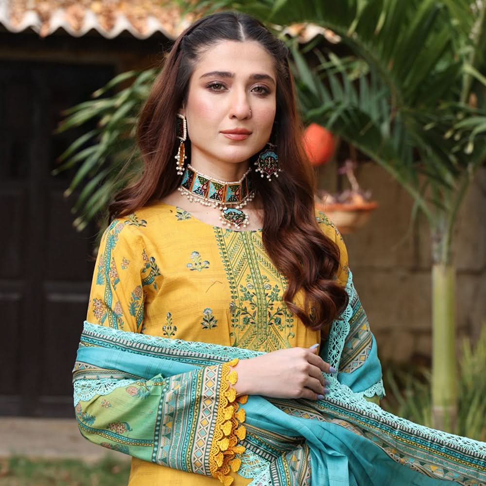 Schick Satrangi Luxury Embroidered Unstitched 3Pcs Suit - 4