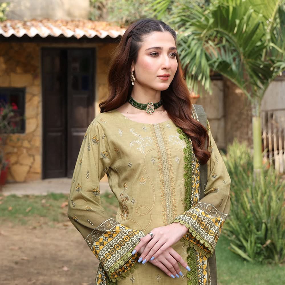 Schick Satrangi Luxury Embroidered Unstitched 3Pcs Suit - 2