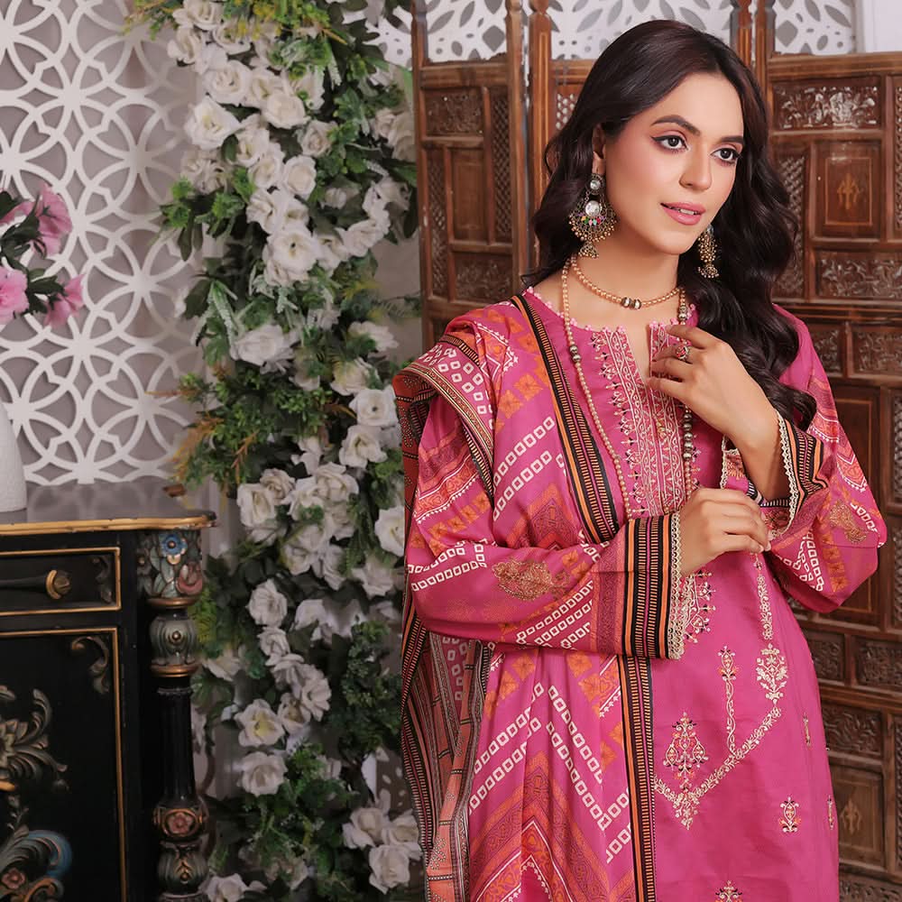Bin Hameed Rim Jim Lawn Premium Printed Embroidered Unstitched 3Pcs Suit - SF-58