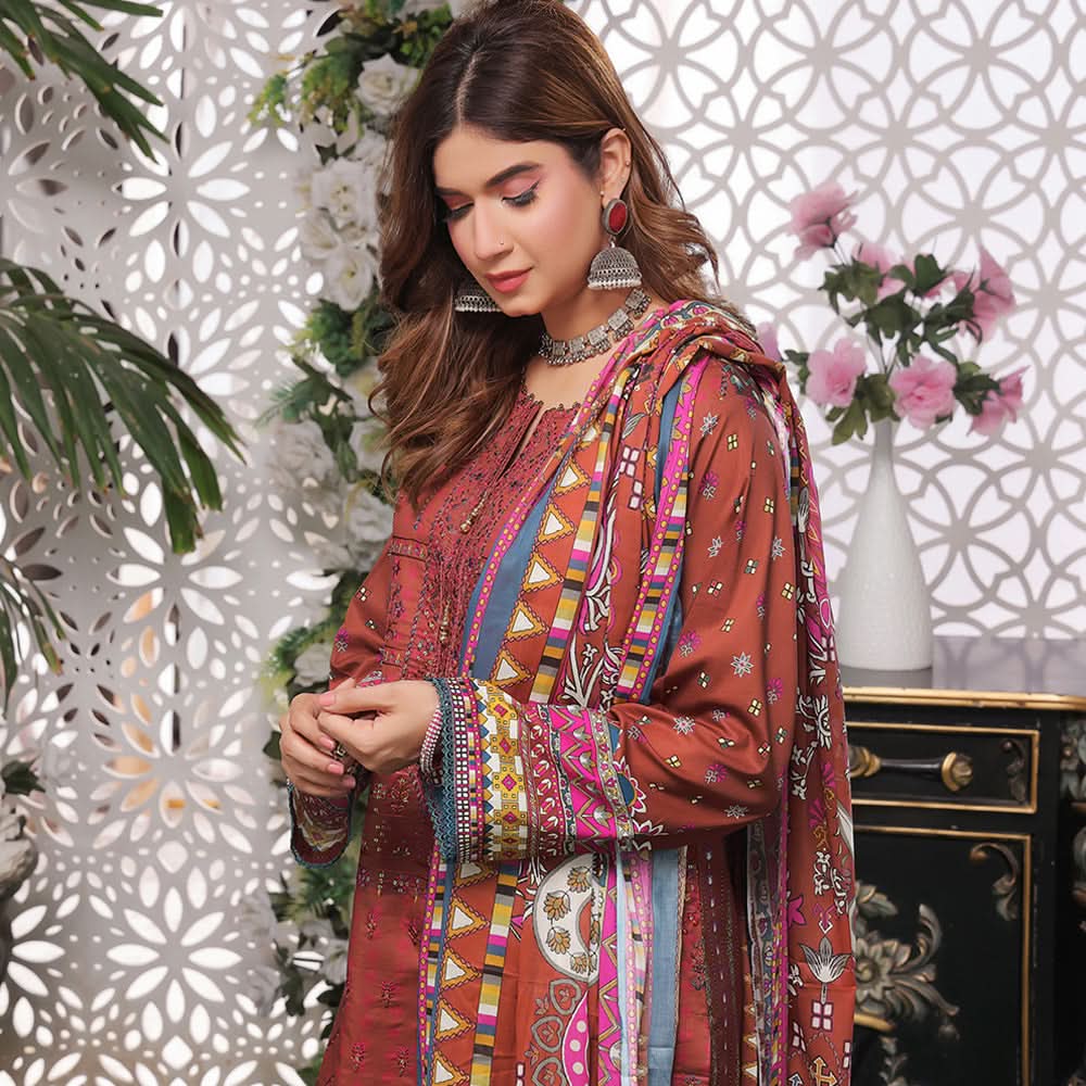 Bin Hameed Rim Jim Lawn Premium Printed Embroidered Unstitched 3Pcs Suit - SF-59