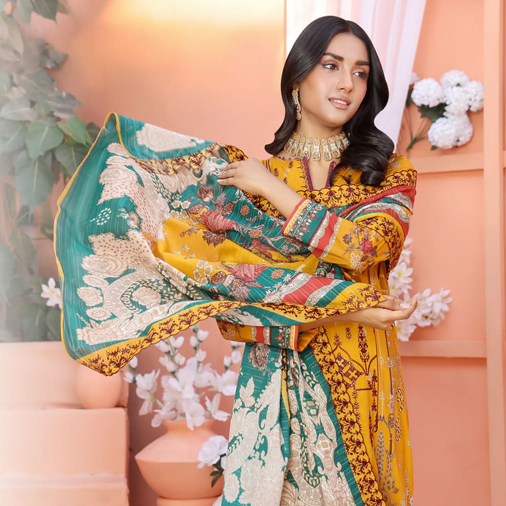 Bin Hameed Mallika Lawn Printed Embroidered Unstitched 3Pcs Suit - TS-61