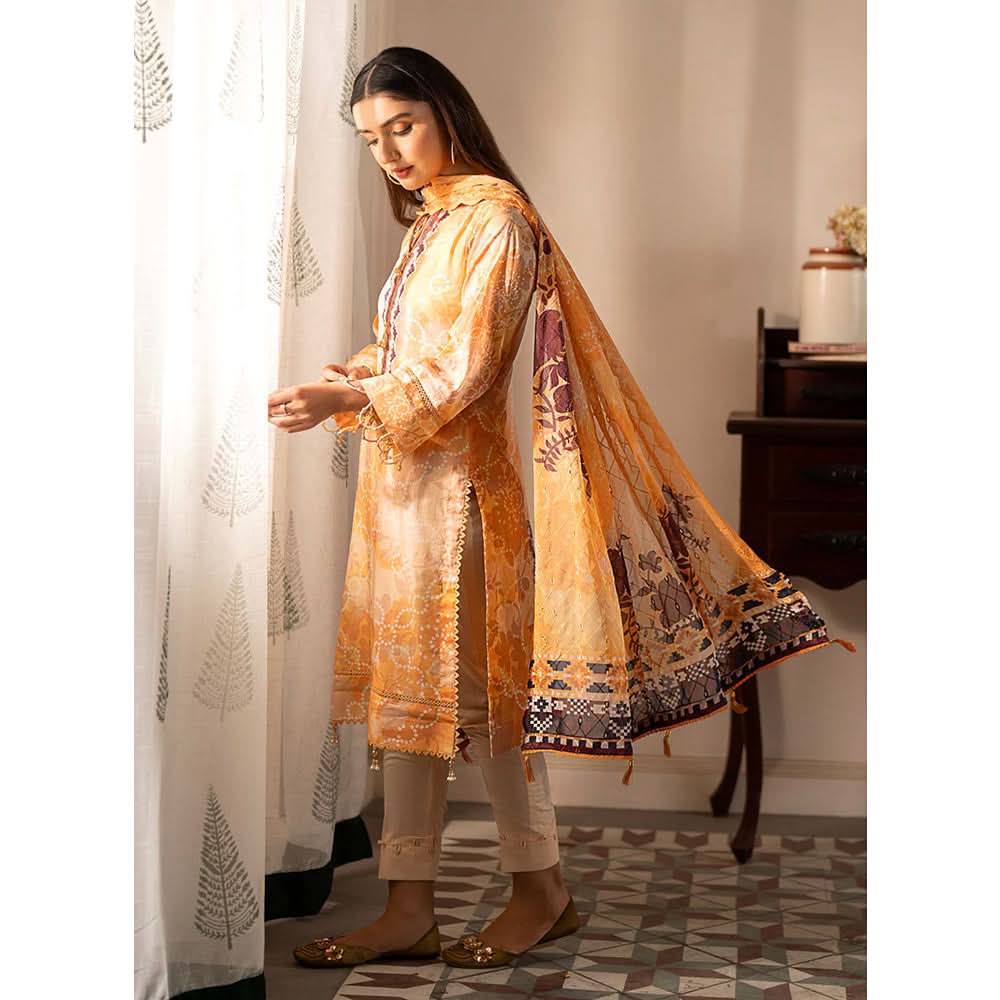 Al Zohaib Sun Shine Chikankari Lawn Printed Suit 3Pcs Unstitched Suit - 3