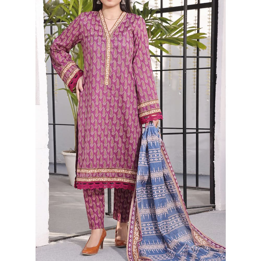 Vs Signature Printed Lawn Unstitched Suit 3Pcs - 340