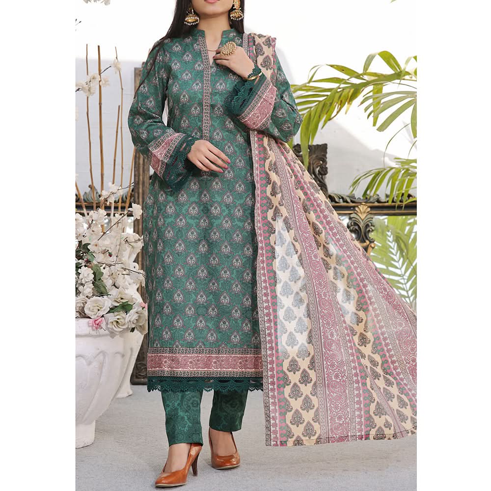 Vs Signature Printed Lawn Unstitched Suit 3Pcs - 344