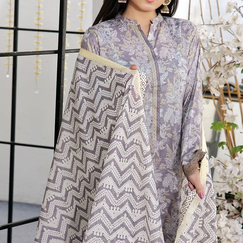 Vs Signature Printed Lawn Unstitched Suit 3Pcs - 343