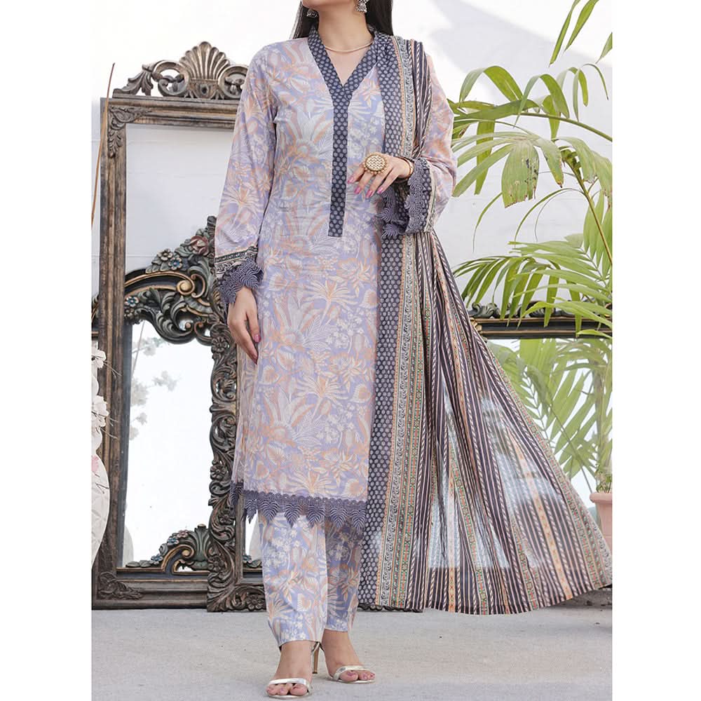 Vs Signature Printed Lawn Unstitched Suit 3Pcs - 348
