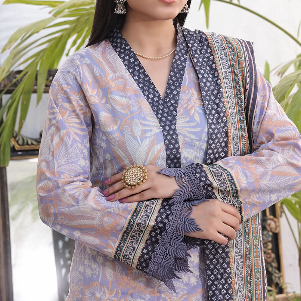 Vs Signature Printed Lawn Unstitched Suit 3Pcs - 348