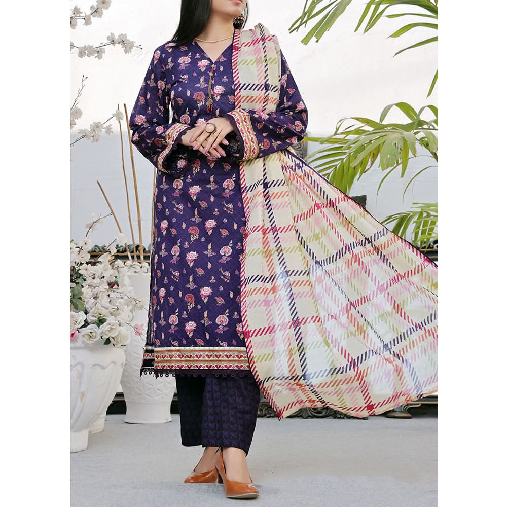 Vs Signature Printed Lawn Unstitched Suit 3Pcs - 342