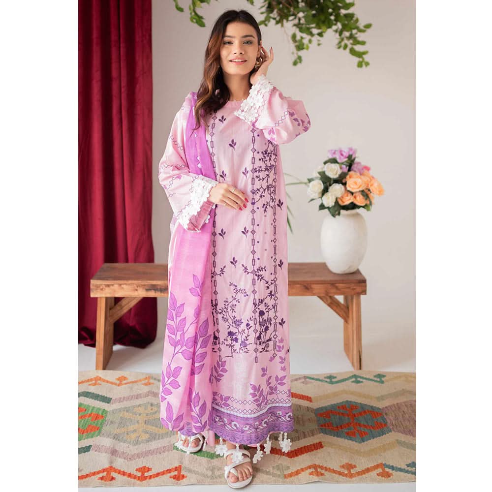 Rashid Bareeha Printed Lawn Embroidered Unstitched 3Pcs Suit - 8676