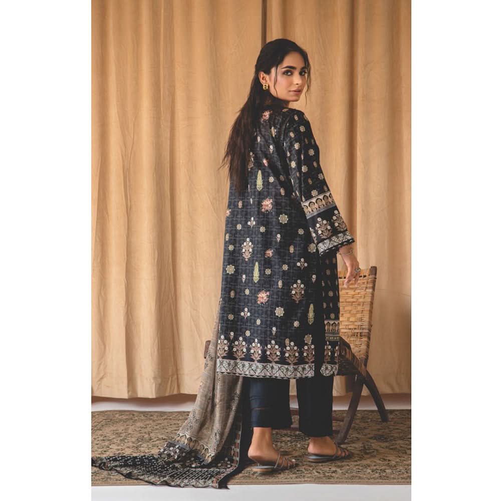 Rashid Chandni Printed Embroidered Lawn Unstitched 3Pcs Suit - 8040