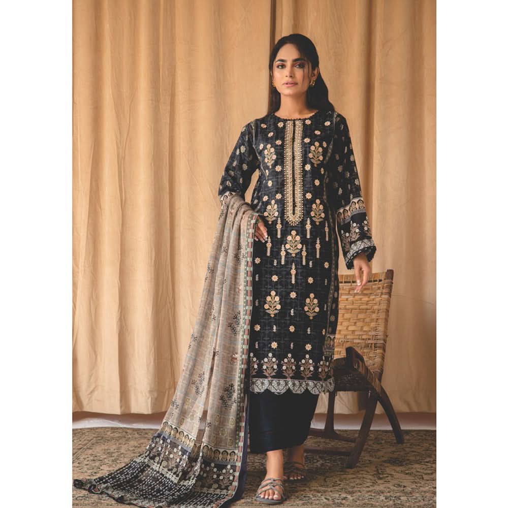 Rashid Chandni Printed Embroidered Lawn Unstitched 3Pcs Suit - 8040