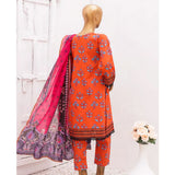 Hira Printed Lawn Embroidered 3Pcs Suit with Bember Dupatta - 2