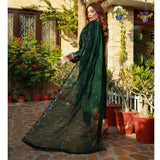 Schick Munsha Chiffon Fancy Embroidered Semi Stich 3Pcs Suit - 3
