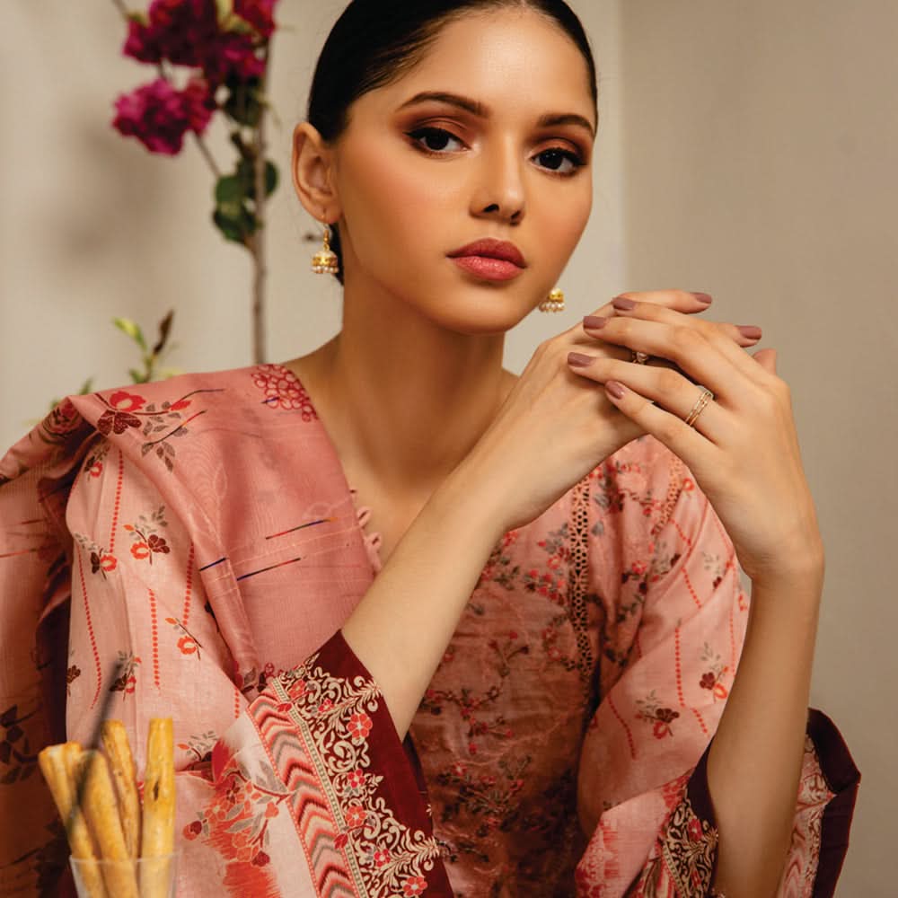 Rashid Sahl Printed Embroidered Lawn Unstitched 3Pcs Suit - 7433